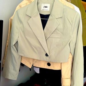 J.ing Light green cropped jacket, size small